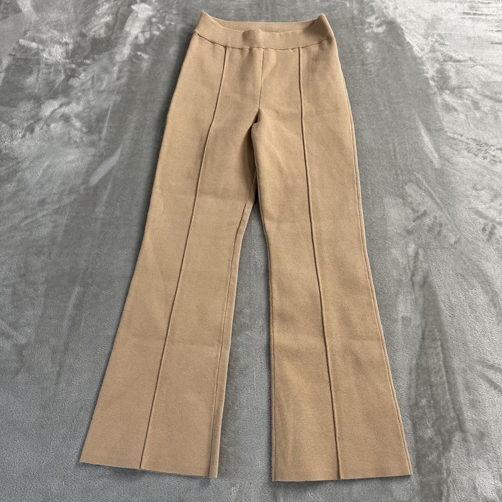 White‎ + Warren Pants Womens Small Beige Knit Flare Leg Pull On Stretch Preppy